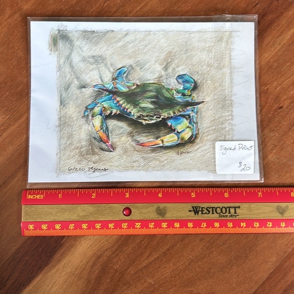 Signed print with Crab - Picture 3 of 7